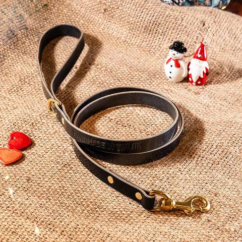 black leather dog lead