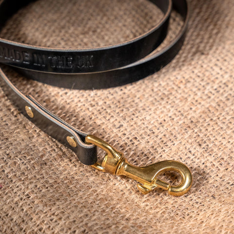 black leather dog leash