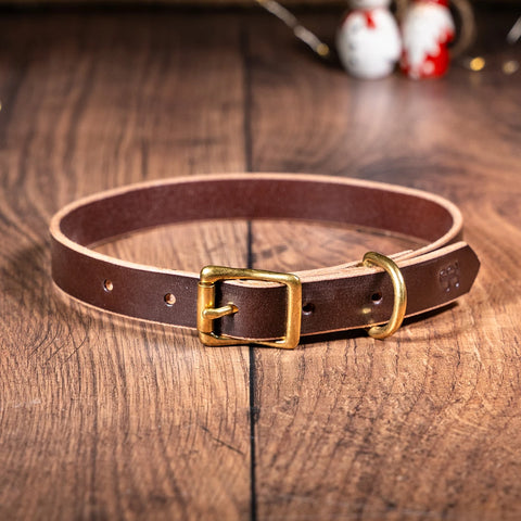 Leather Dog Collar - Conker Brown