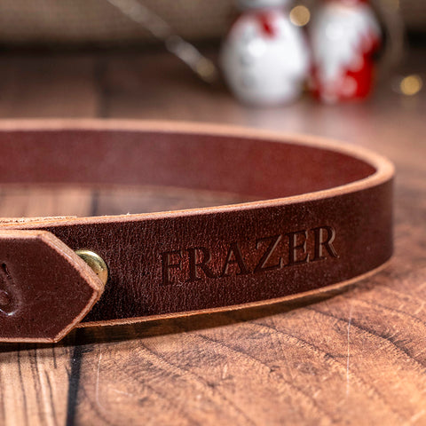 Leather Dog Collar - Conker Brown