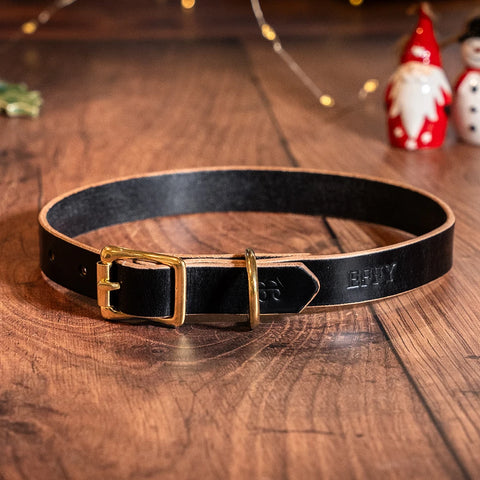 black leather dog collar
