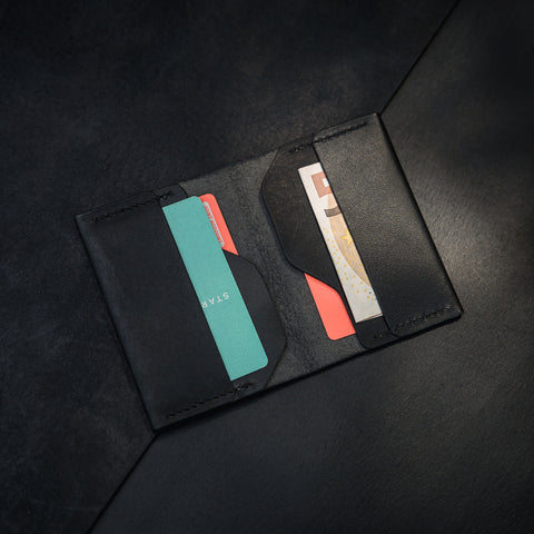 handmade black leather wallet