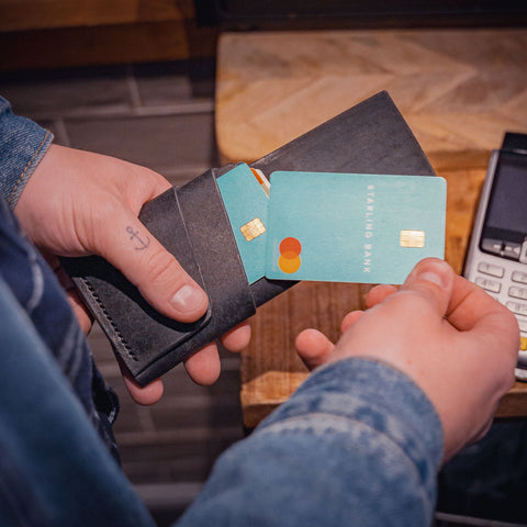 Black Leather minimalist cardholder