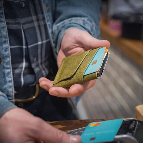 Handmade Leather Cardholder - Olive Green