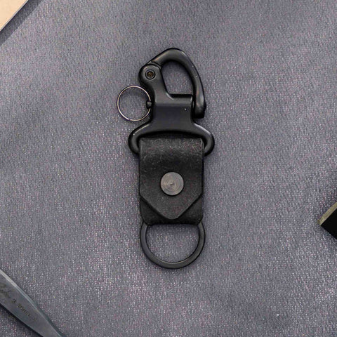 black leather keyring