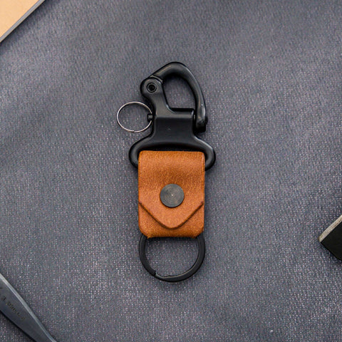 tan leather keyring