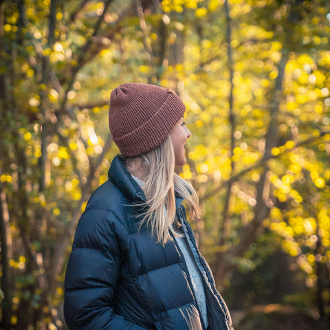 Merino Wool Beanie Hat - Cedar Red