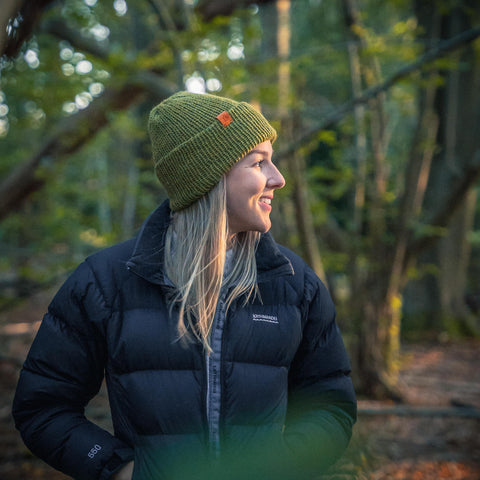 Alpaca Wool Beanie Hat - Moss Mix