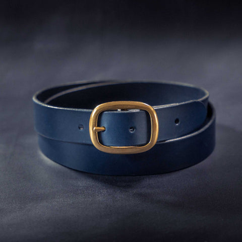 Navy Leather Belt for men