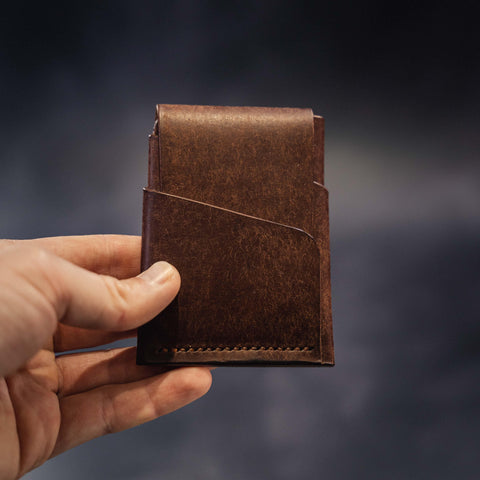 handmade brown leather cardholder