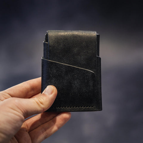 handmade black leather cardholder