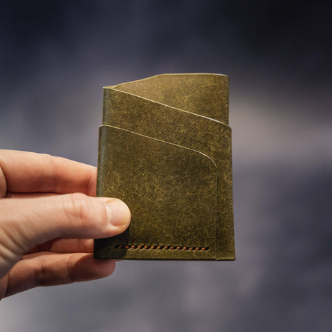 Handmade Leather Cardholder - Olive Green