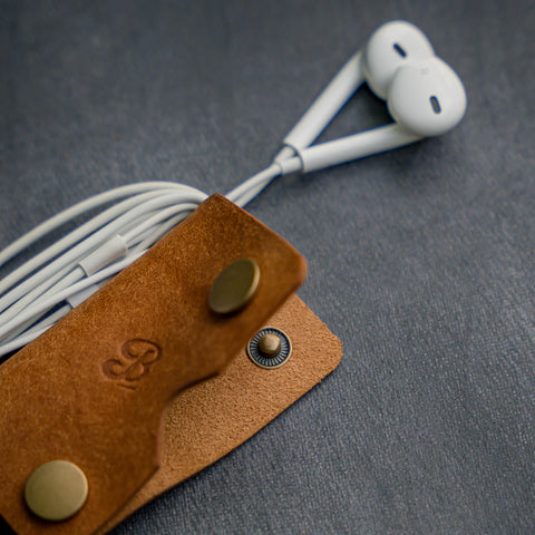 Tan leather cable wrap