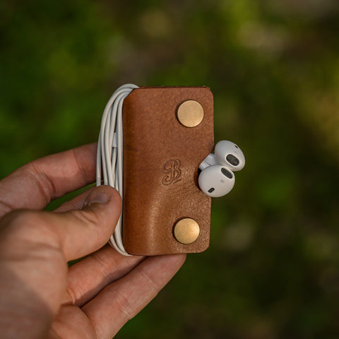 Limited Edition Leather Cable Wrap - Light Brown / Copper