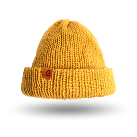 Merino Wool Beanie Hat - School Bus Yellow